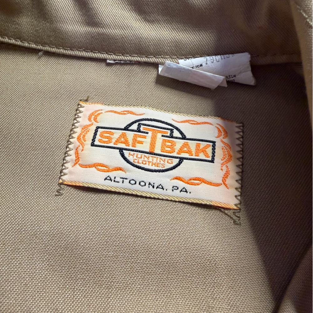 Vintage SAFTBAK Belted Hunting Jacket Medium Tan Safari Utility Coat USA - Picture 10 of 16